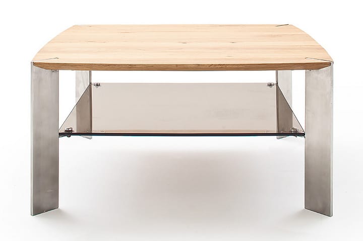Sohvapöytä Tamico 80 cm Säilytyksellä Hylly - Lasi/Tammi - Sohvapöytä