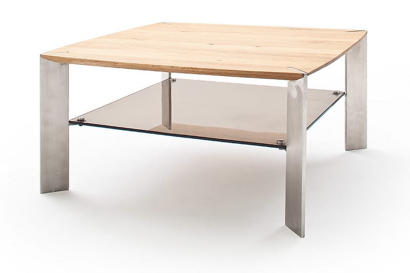 Sohvapöytä Tamico 80 cm Säilytyksellä Hylly - Lasi/Tammi - Huonekalut - Pöytä & ruokailuryhmä - Sohvapöytä