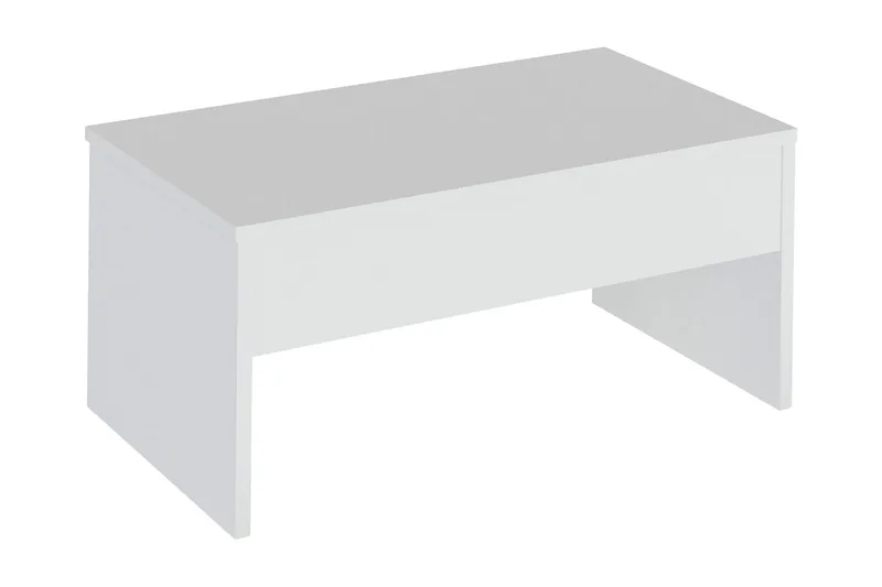 Sohvapöytä Tessie 90 cm Korkeussäätö Säilytyksellä, Valkoinen