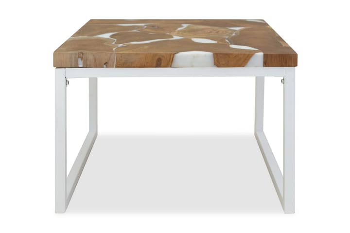 Sohvapöytä Tiikki Hartsi 60x60x40 cm - Valkoinen - Sohvapöytä