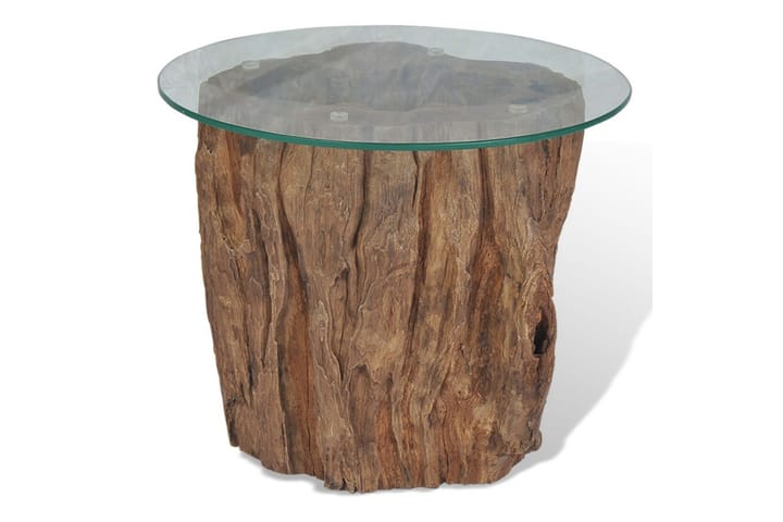 Sohvapöytä tiikki lasi 50x40 cm - Ruskea - Sohvapöytä