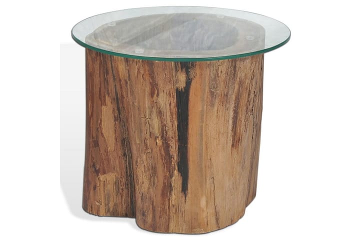 Sohvapöytä tiikki lasi 50x40 cm - Ruskea - Sohvapöytä