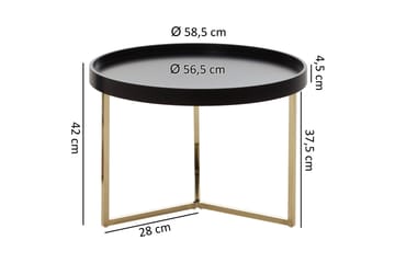 Sohvapöytä Tilesha 59 cm Pyöreä - Musta/Kulta - Huonekalut - Pöytä & ruokailuryhmä - Sohvapöytä