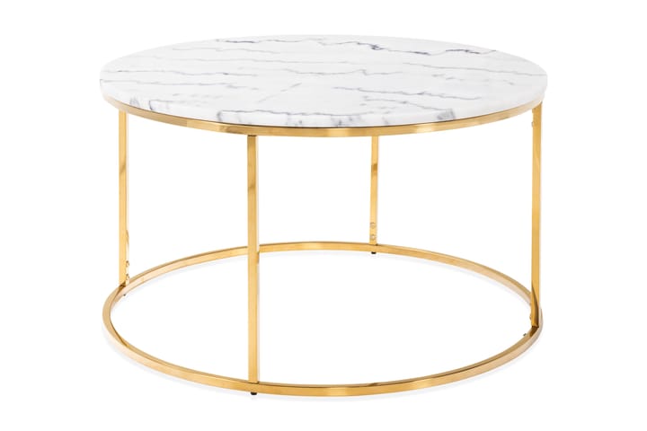 Sohvapöytä Titania 80 cm Marmori - Valkoinen/Messinki - Marmoripöydät - Sohvapöytä