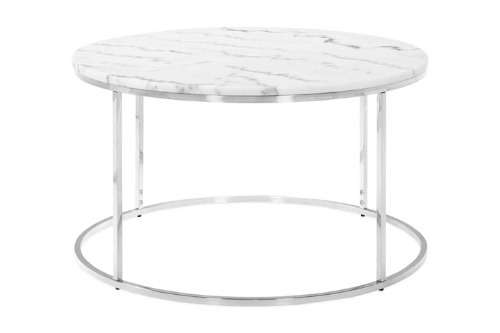 Sohvapöytä Titania 80 cm Pyöreä Marmori - Valkoinen/Teräs - Marmoripöydät - Sohvapöytä