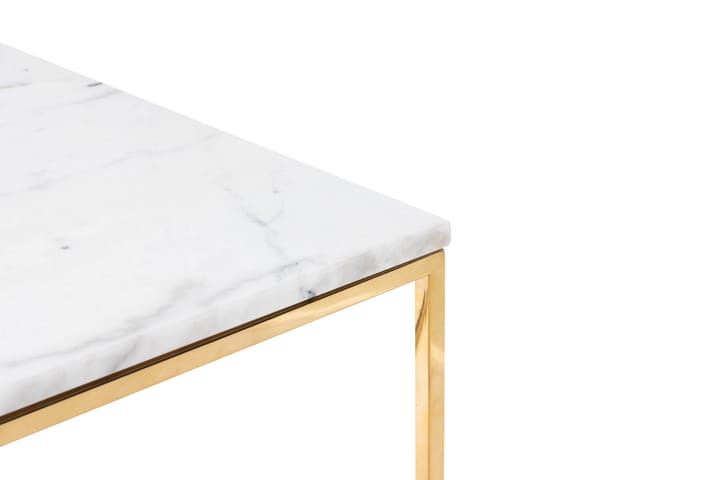 Sohvapöytä Titania 90 cm Marmori - Valkoinen/Messinki - Marmoripöydät - Sohvapöytä