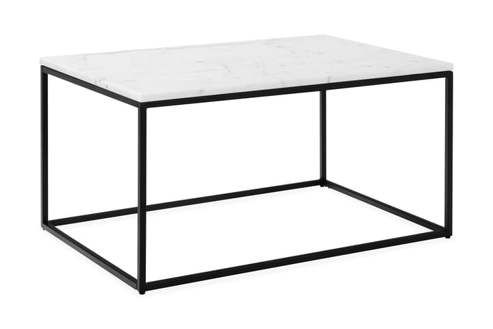 Sohvapöytä Titania 90 cm Marmori - Valkoinen/Mustat jalat - Marmoripöydät - Sohvapöytä