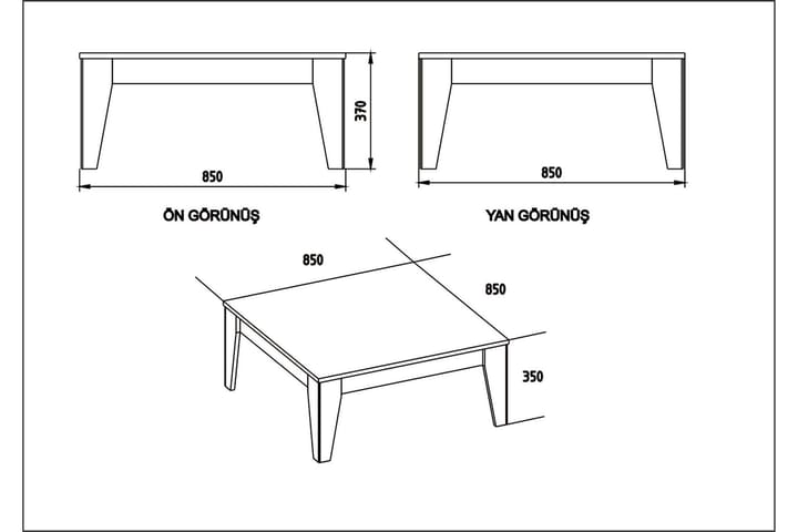 Sohvapöytä Tomoe 85 cm Marmorikuvio - Musta/Pähkinänruskea - Marmoripöydät - Sohvapöytä