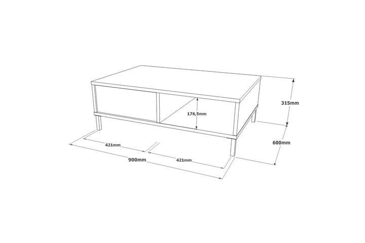 Sohvapöytä Trotter 90 cm - Hopea/Musta - Sohvapöytä