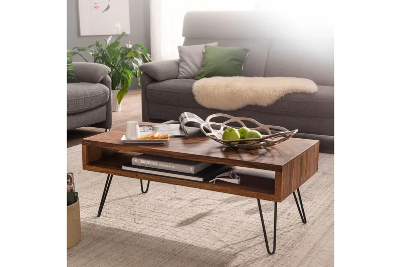 Sohvapöytä Trubiano 100 cm - Massiivi Puu/Musta - Huonekalut - Pöytä & ruokailuryhmä - Sohvapöytä