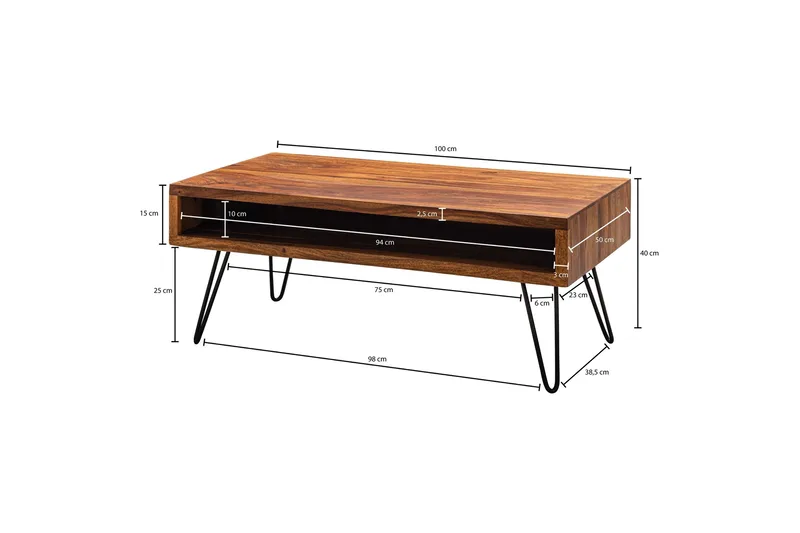 Sohvapöytä Trubiano 100 cm - Massiivi Puu/Musta - Huonekalut - Pöytä & ruokailuryhmä - Sohvapöytä