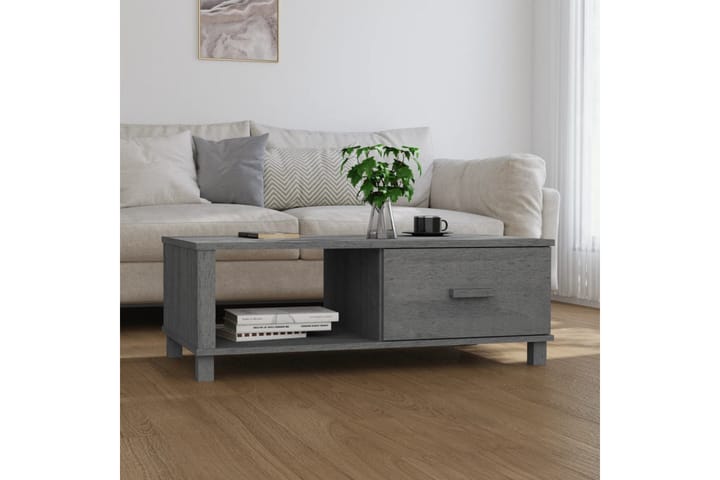 Sohvapöytä tummanharmaa 100x55x35 cm täysi mänty - Harmaa - Sohvapöytä
