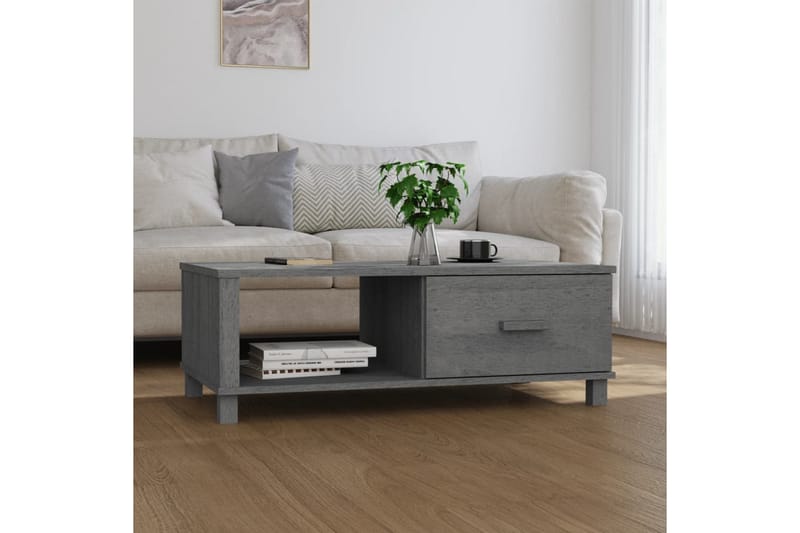 Sohvapöytä tummanharmaa 100x55x35 cm täysi mänty - Harmaa - Huonekalut - Pöytä & ruokailuryhmä - Sohvapöytä