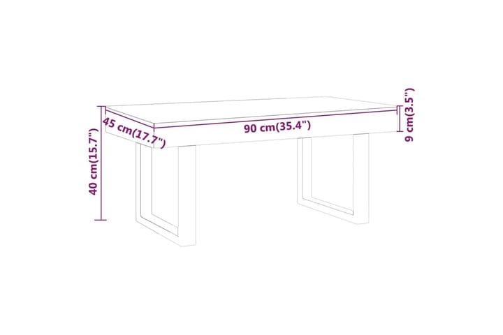 Sohvapöytä tummanruskea ja musta 90x45x40 cm MDF ja rauta - Ruskea - Sohvapöytä