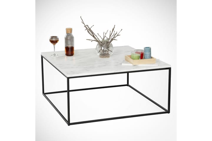 Sohvapöytä Ubbeboda 75 cm - Valkoinen/Musta Marmorikuvio - Marmoripöydät - Sohvapöytä