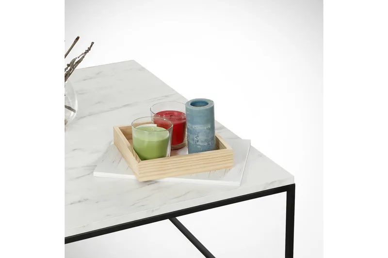 Sohvapöytä Ubbeboda 75 cm - Valkoinen/Musta Marmorikuvio - Huonekalut - Pöytä & ruokailuryhmä - Sohvapöytä