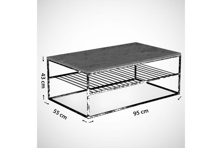 Sohvapöytä Ubbeboda 95 cm Ritilähyllyllä - Ruskea/Tammi - Sohvapöytä