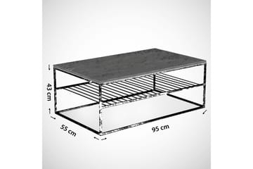 Sohvapöytä Ubbeboda 95 cm Ritilähyllyllä - Valkoinen/Musta Marmorikuvio - Huonekalut - Pöytä & ruokailuryhmä - Sohvapöytä