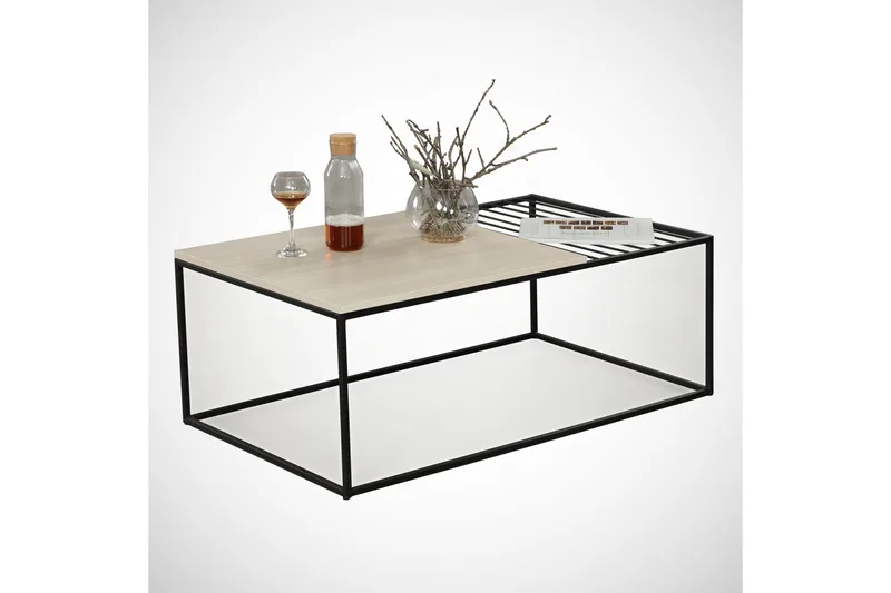 Sohvapöytä Ubbeboda 95 cm Ritilällä - Beige - Huonekalut - Pöytä & ruokailuryhmä - Sohvapöytä