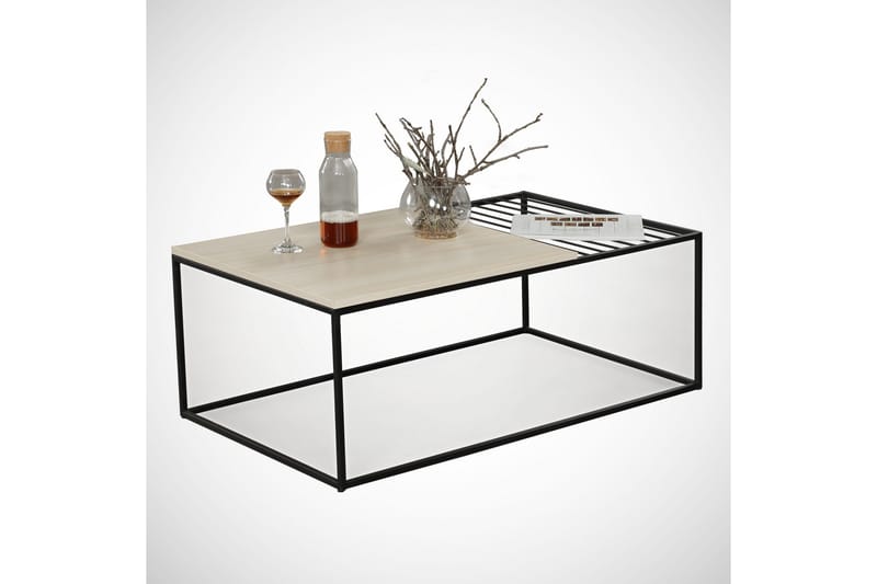 Sohvapöytä Ubbeboda 95 cm Ritilällä - Beige - Huonekalut - Pöytä & ruokailuryhmä - Sohvapöytä