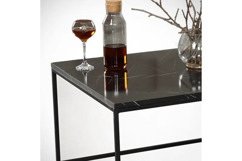 Sohvapöytä Ubbeboda 95 cm Ritilällä - Musta Marmorikuvio - Huonekalut - Pöytä & ruokailuryhmä - Sohvapöytä