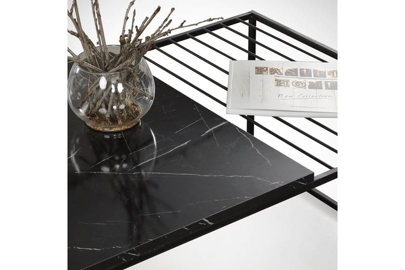 Sohvapöytä Ubbeboda 95 cm Ritilällä - Musta Marmorikuvio - Huonekalut - Pöytä & ruokailuryhmä - Sohvapöytä