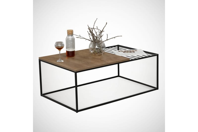 Sohvapöytä Ubbeboda 95 cm Ritilällä - Tammi/Ruskea - Huonekalut - Pöytä & ruokailuryhmä - Sohvapöytä