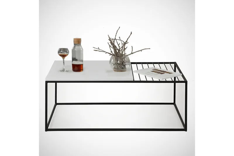 Sohvapöytä Ubbeboda 95 cm Ritilällä - Valkoinen/Musta - Huonekalut - Pöytä & ruokailuryhmä - Sohvapöytä