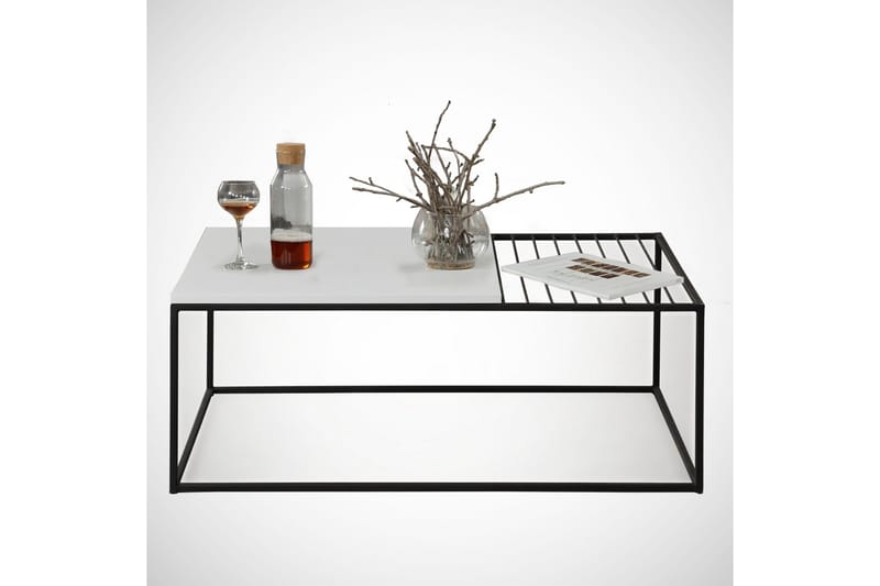 Sohvapöytä Ubbeboda 95 cm Ritilällä - Valkoinen/Musta - Huonekalut - Pöytä & ruokailuryhmä - Sohvapöytä