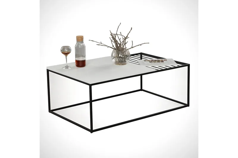 Sohvapöytä Ubbeboda 95 cm Ritilällä - Valkoinen/Musta - Huonekalut - Pöytä & ruokailuryhmä - Sohvapöytä