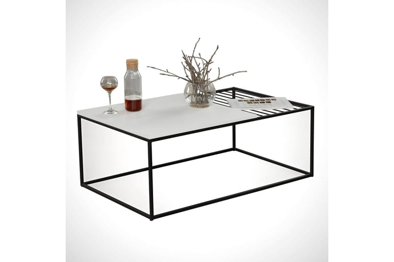 Sohvapöytä Ubbeboda 95 cm Ritilällä - Valkoinen/Musta - Huonekalut - Pöytä & ruokailuryhmä - Sohvapöytä