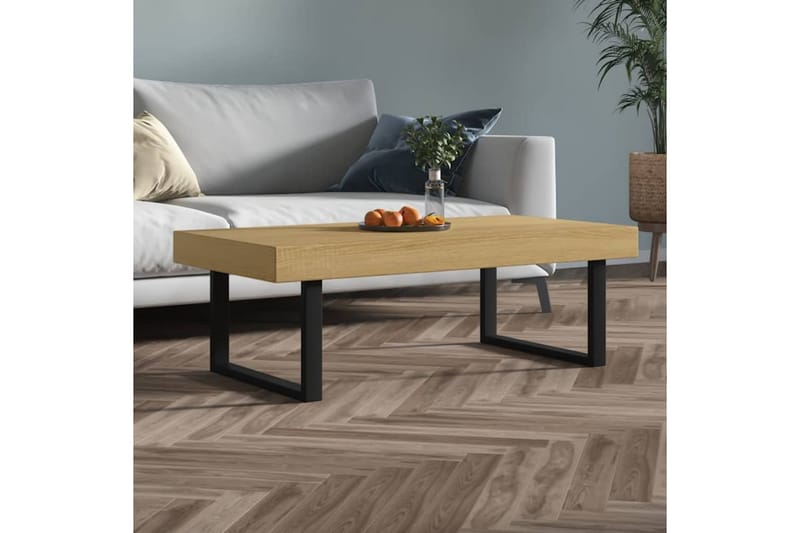 Sohvapöytä vaaleanruskea ja musta 120x60x40 cm MDF ja rauta - Ruskea - Huonekalut - Pöytä & ruokailuryhmä - Sohvapöytä