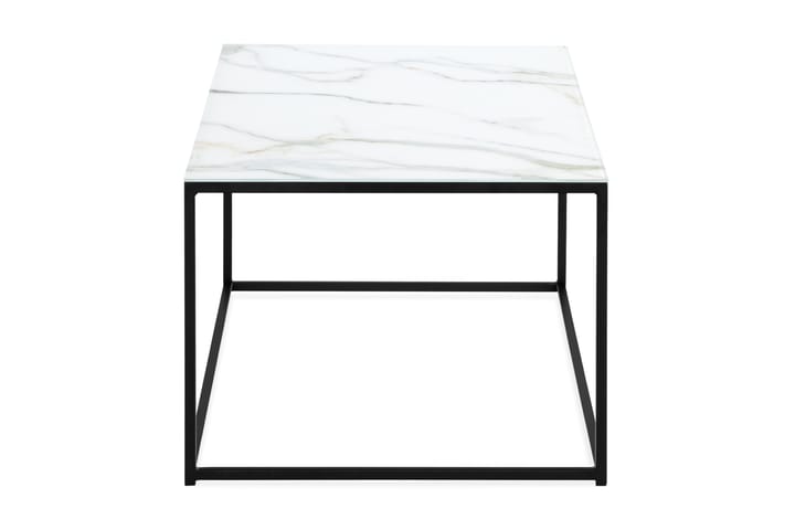 Sohvapöytä Valeria 120 cm Marmorikuvio - Lasi/Valkoinen/Mustat jalat - Marmoripöydät - Sohvapöytä