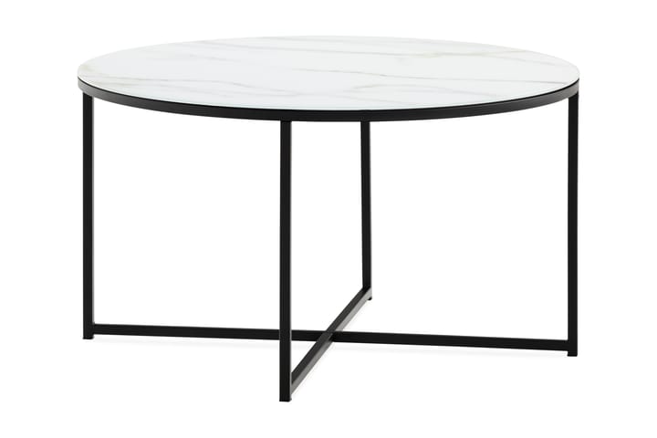 Sohvapöytä Valeria 80 cm Pyöreä Marmorikuvio - Valkoinen/Musta - Marmoripöydät - Sohvapöytä