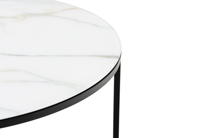 Sohvapöytä Valeria 80 cm Pyöreä Marmorikuvio - Valkoinen/Musta - Marmoripöydät - Sohvapöytä