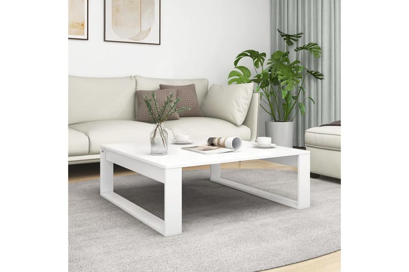 Sohvapöytä valkoinen 100x100x35 cm lastulevy - Valkoinen - Huonekalut - Pöytä & ruokailuryhmä - Sohvapöytä