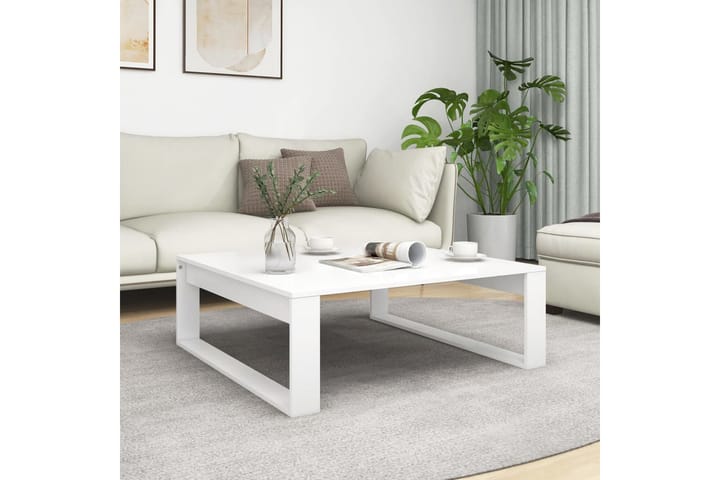 Sohvapöytä valkoinen 100x100x35 cm lastulevy - Valkoinen - Sohvapöytä