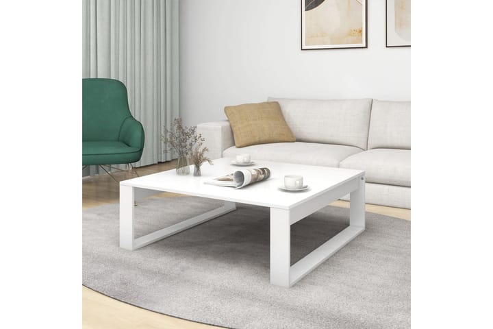 Sohvapöytä valkoinen 100x100x35 cm lastulevy - Valkoinen - Sohvapöytä
