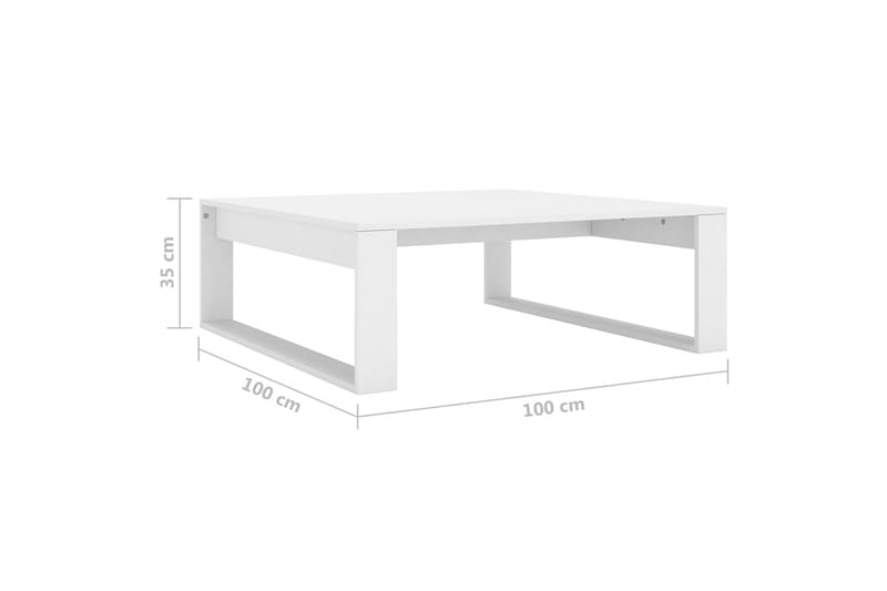 Sohvapöytä valkoinen 100x100x35 cm lastulevy - Valkoinen - Sohvapöytä