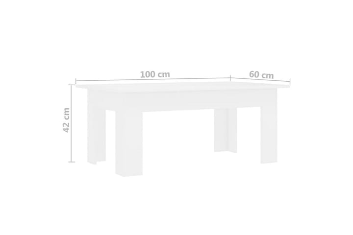 Sohvapöytä valkoinen 100x60x42 cm lastulevy - Valkoinen - Sohvapöytä