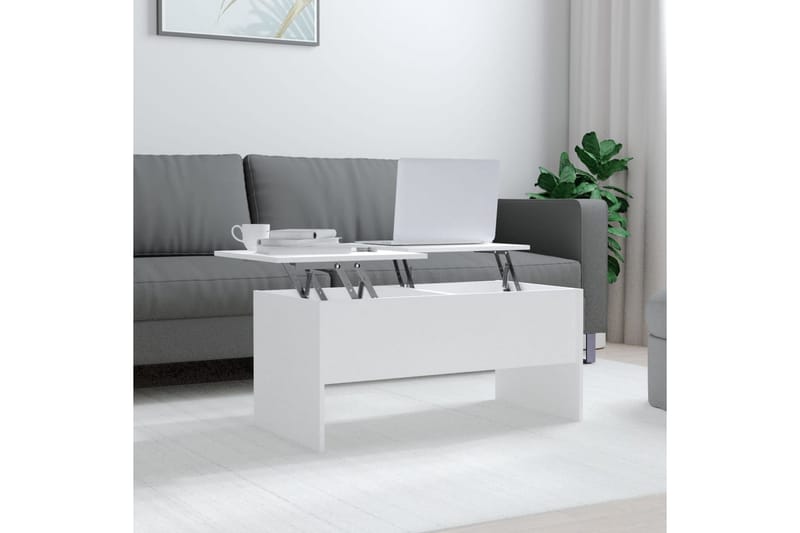 Sohvapöytä valkoinen 102x50,5x46,5 cm tekninen puu - Valkoinen - Huonekalut - Pöytä & ruokailuryhmä - Sohvapöytä