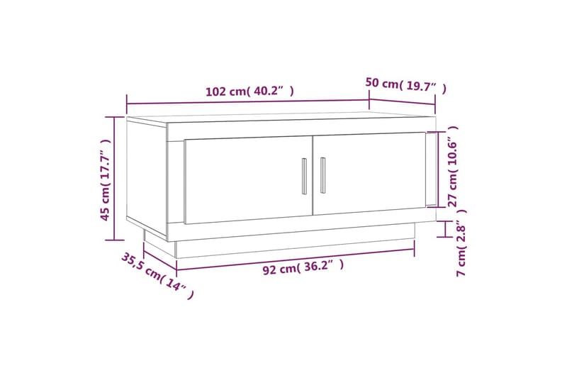 Sohvapöytä valkoinen 102x50x45 cm tekninen puu - Valkoinen - Huonekalut - Pöytä & ruokailuryhmä - Sohvapöytä