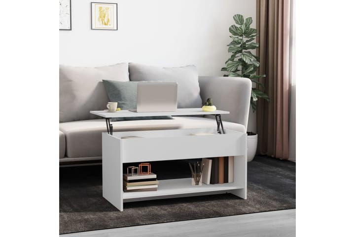 Sohvapöytä valkoinen 102x50x52,5 cm tekninen puu - Valkoinen - Sohvapöytä