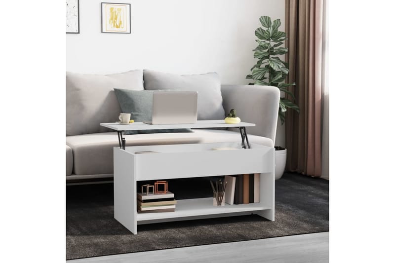 Sohvapöytä valkoinen 102x50x52,5 cm tekninen puu - Valkoinen - Huonekalut - Pöytä & ruokailuryhmä - Sohvapöytä