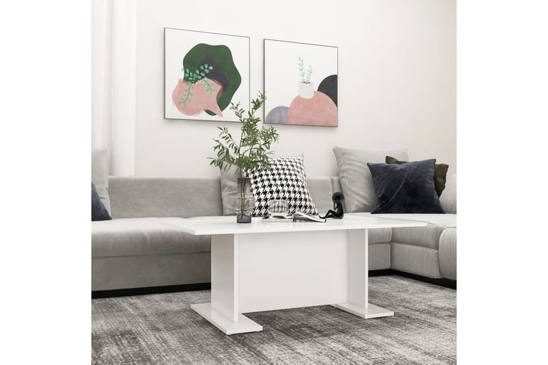 Sohvapöytä valkoinen 103,5x60x40 cm lastulevy - Huonekalut - Pöytä & ruokailuryhmä - Sohvapöytä