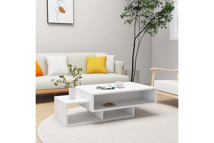 Sohvapöytä valkoinen 105x55x32 cm lastulevy - Valkoinen - Sohvapöytä