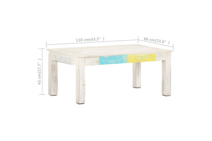 Sohvapöytä valkoinen 110x60x45 cm täysi mangopuu - Valkoinen - Sohvapöytä