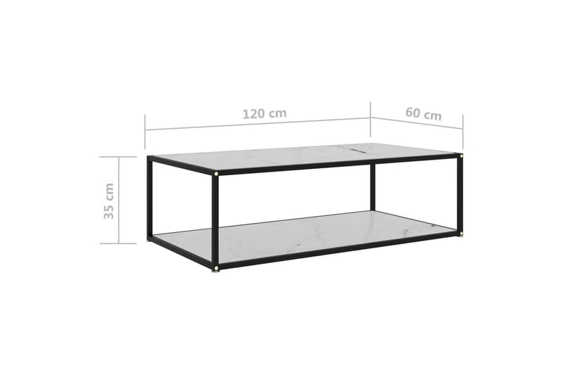 Sohvapöytä valkoinen 120x60x35 cm karkaistu lasi - Valkoinen - Huonekalut - Pöytä & ruokailuryhmä - Sohvapöytä