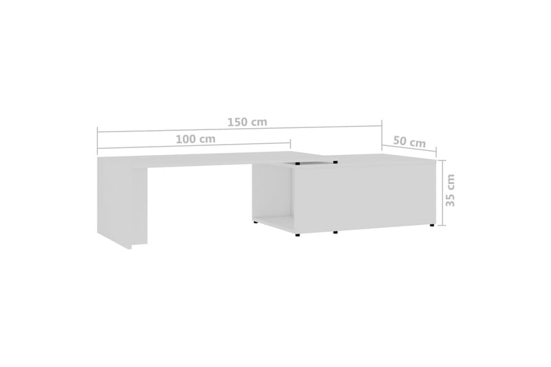 Sohvapöytä valkoinen 150x50x35 cm lastulevy - Sohvapöytä