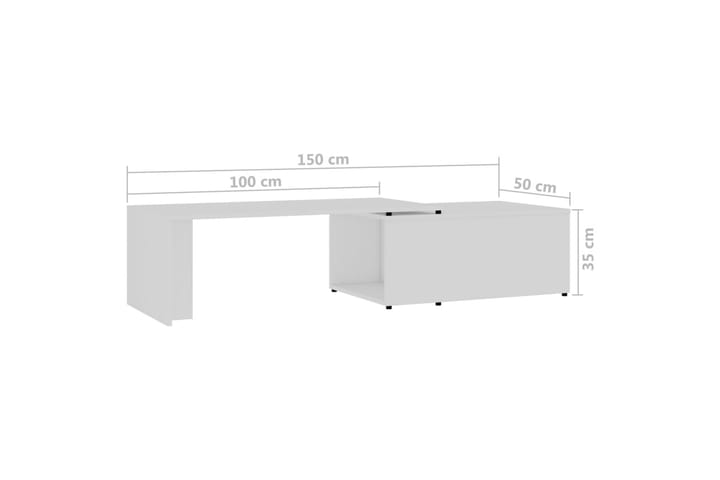 Sohvapöytä valkoinen 150x50x35 cm lastulevy - Sohvapöytä